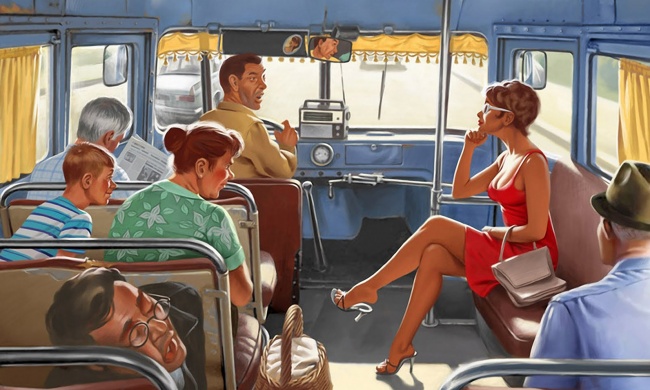 U autobusu se vozi žena, i priča mobilnim telefonom sa drugaricom